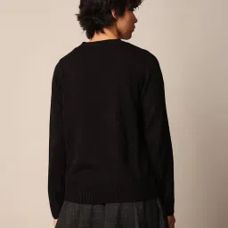 Only Black & Red Self Design Pullover image 3