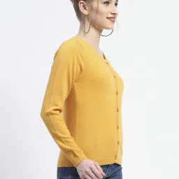 MADAME Mustard Plain Cardigan image 3