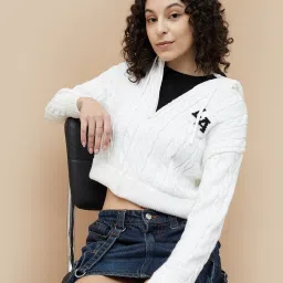 Ginger by Lifestyle White Cable Pullover image 3