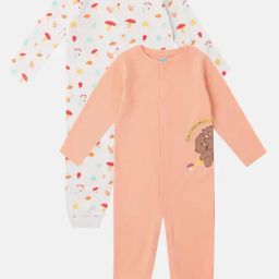 Nauti Nati Girls Peach Cotton Graphic Regular Fit Sleepsuit - Pack of 2-picture-46