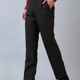 Park Avenue Brown Regular Fit Texture Trousers image 3
