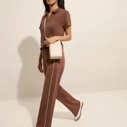 studiofit women Studiofit by Westside Brown High-Rise Cotton Blend Track Pants image 3