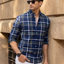 Powerlook Men Tartan Checks Checked Casual Shirt image 3