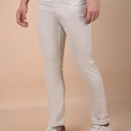 Crimsoune Club Beige Blended Solid Mid Rise Jeans image 4
