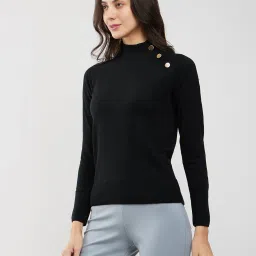 Fablestreet Black Acrylic Regular Fit Sweater image 3