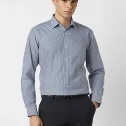 Van Heusen Blue Regular Fit Stripes Formal Shirt-picture-41