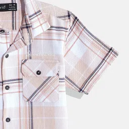 Cavio Boys Peach Cotton Checks Shirt image 3