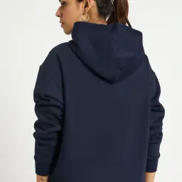 FEMMELLA Navy Blue Relaxed Fit Graphic Hooded Sweatshirt image 2
