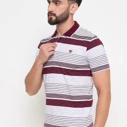 Duke White Regular fit Stripes Polo T-Shirt image 3