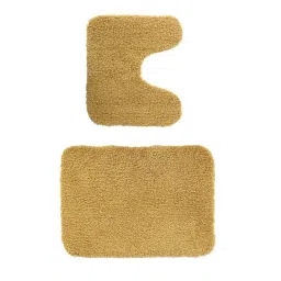 OBSESSIONS New Beige Polyester Quick Dry & Anti Skid Bath Mat - Set of 2 image 2