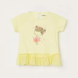 Juniors by Lifestyle Kids Yellow Cotton Printed Top-image-99