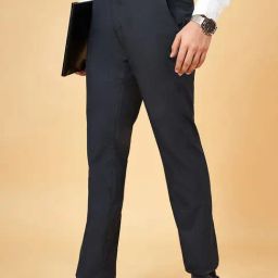 Peregrine by Pantaloons Navy Slim Fit Flat Front Trousers-picture-21