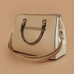 Code by Lifestyle Beige Logo Satchel Handbag image 5