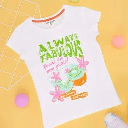 Pantaloons Junior Kids Snow White & Green Cotton Printed T-Shirt-picture-16