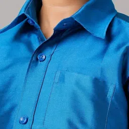 Ramraj Boys Blue White Shirt & Dhoti Set image 5