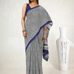 Soch Blue Art Silk Geometric Saree with Unstitched Blouse-picture-12