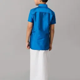 Ramraj Boys Blue White Shirt & Dhoti Set image 2