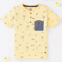 Ed-a-Mamma Kids Yellow Cotton Printed T-Shirt-picture-28