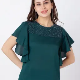 Zink London Teal Embellished Top-image-41