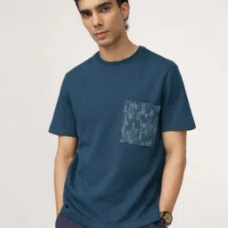 Andamen Indigo Cotton Regular Fit T-Shirt-image-1