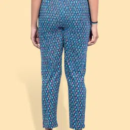 Kryptic Blue & Off White Cotton Relaxed Fit Printed Lounge Pants - Pack of 2 image 3