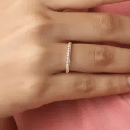 Mia by Tanishq 14k (585) Rose Gold and Diamond Tiny Shimmer Casual Rings image 2