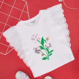 Pantaloons Junior Kids White Cotton Embellished Top-image-57