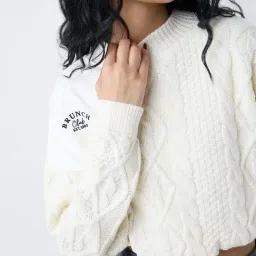 nuon women Nuon by Westside Off-White Colour-Blocked Sweater image 4