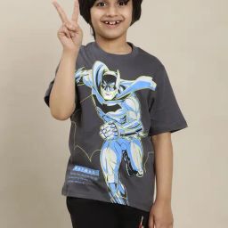 Kidsville Batman Printed Regular Fit Grey T-Shirt For Boys-picture-6