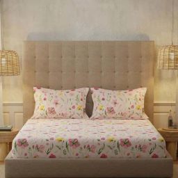 Urban Space New Serene Meadows Rose Pink Cotton 200 TC Bedsheet With 2 Pillow Cover-picture-40