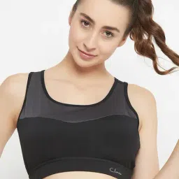Clovia Black Logo Print Sports Bra-image-67