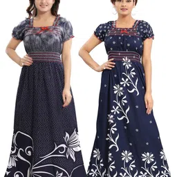 Inner Beats Women Pack Of 2 Multicoloured Cotton Blend Nightdress-picture-30
