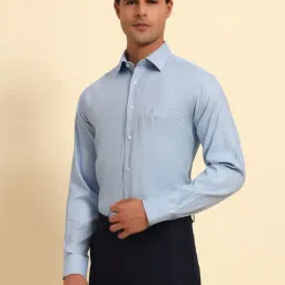 Cantabil Blue Regular Fit Self Design Formal Shirt image 4