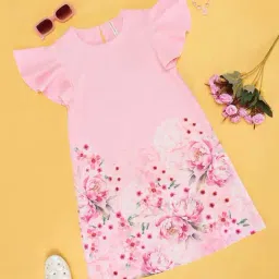 Pantaloons Junior Kids Crystal Rose Pink Floral Print Dress-image-32