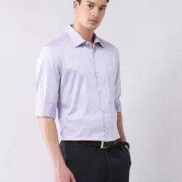 AD by Arvind Lilac Regular Fit Self Shirt image 3
