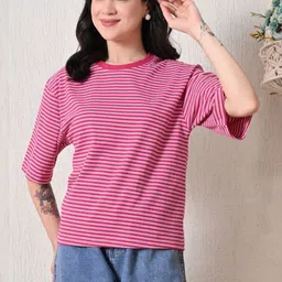Myrung Women Striped Bio Finish T-shirt-image-51
