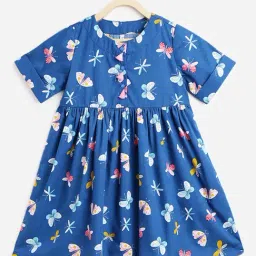 Campana Kids Blue Printed Dress-image-77