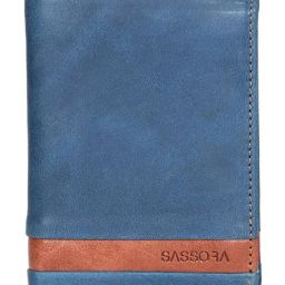 SASSORA Izan Navy & Tan Small Leather Bi-Fold Notecase for Men-picture-25