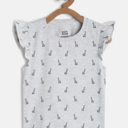 MINIKLUB Kids White & Grey Striped Top with Leggings image 3