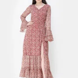 Cation Maroon Printed Maxi Dress-picture-20