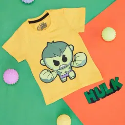 Pantaloons Baby Yellow Cotton Printed Avengers T-Shirt-image-48