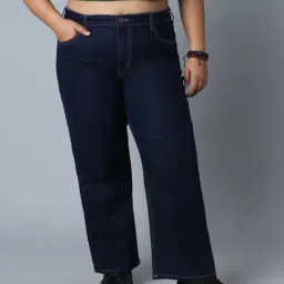 High Star Dark Blue Cotton Relaxed Fit Mid Rise Jeans-picture-24