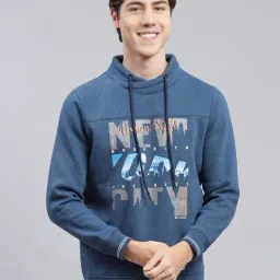 Monte Carlo Denim Blue Cotton Regular Fit Printed Sweatshirt-image-13