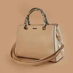 Code by Lifestyle Beige Logo Satchel Handbag image 2