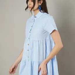 Amagyaa Women Striped Shirt Mini Dress image 5
