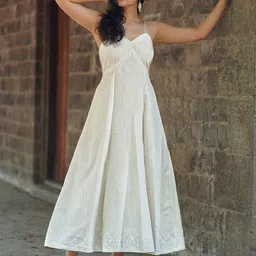 Chidiyaa Safed Buttercup Fade Ivory Block Printed Dres-picture-16