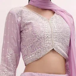 Zeel Clothing Embroidered Sequinned Semi-Stitched Lehenga & Unstitched Blouse With Dupatta image 3