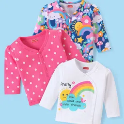 Babyhug 100% Cotton Knit Full Sleeves Rainbow Printed Set Of Vests Pack Of 3 - Multicolor-picture-27