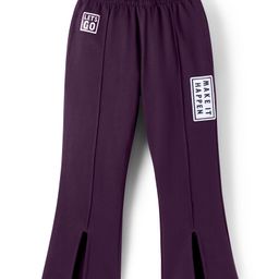 Pine Kids Knit Full Length Lounge Pant With Text Print - Purple-picture-22