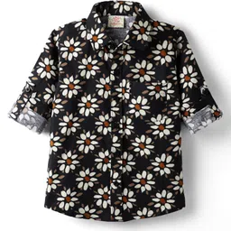 Rikidoos Full Sleeves Floral Printed Shirt - Black-picture-26